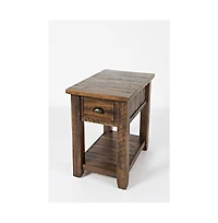 Artisan's Craft Rustic Farmhouse Distressed Solid Wood Chairside Table