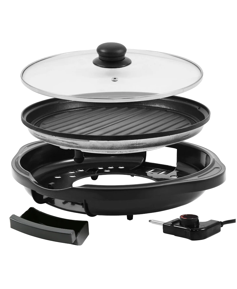 Elite Cuisine 11" Electric Indoor Grill with Tempered Glass Lid
