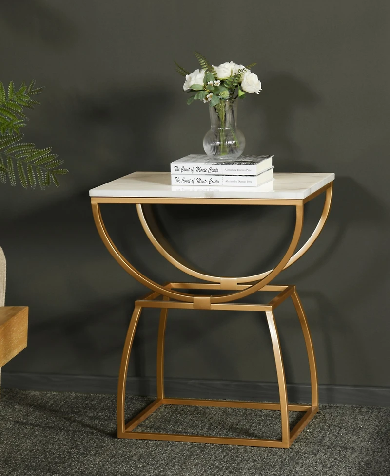 StyleCraft Home Collection 16" Marble Norman Wyatt Home Loren Elliptical Side Table