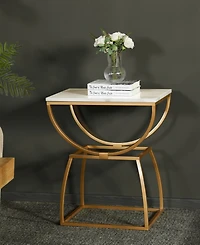 StyleCraft Home Collection 16" Marble Norman Wyatt Home Loren Elliptical Side Table