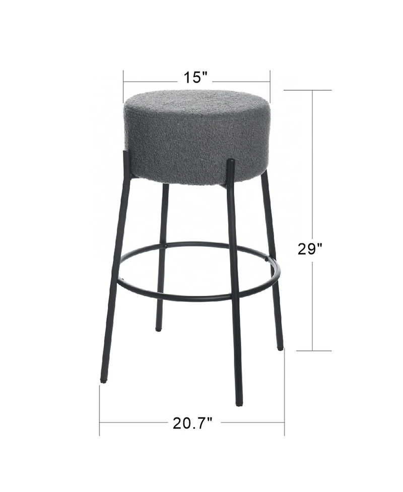 StyleCraft Home Collection 29" Soloist Boucle Upholstered Minimalist Bar Stool
