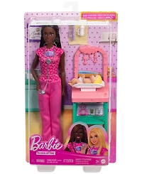 Barbie Baby Doctor Doll with Brunette Fashion Doll, 1 Baby Doll, Furniture & Accessories