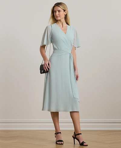 Lauren Ralph Women's Belted Georgette Dress