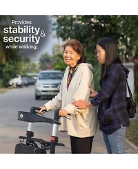 Foldable Wheeled Walker with Adjustable Height, 9-Inch Front and 8-Inch Rear Wheels, 300 lb Capacity