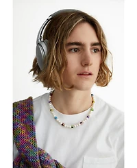 Natural Pearl Necklace With Multicolor Eye Ceramic Beads 16″