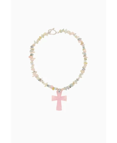 Pink Quartz Cross Necklace