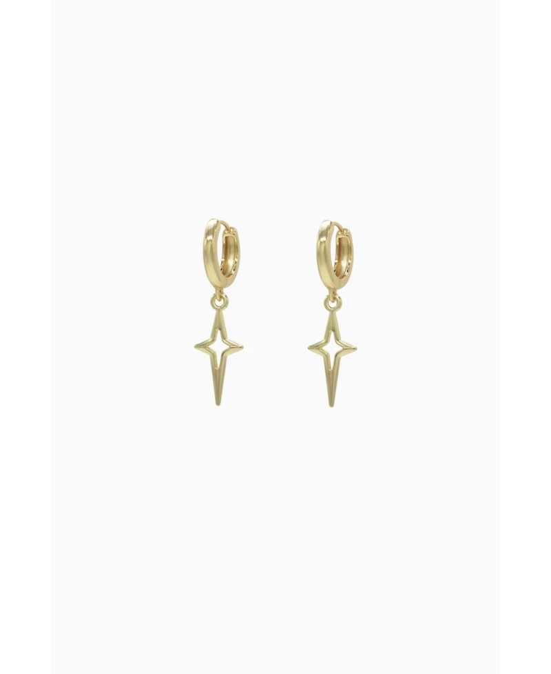 Huggie Earrings With Gold Sparkle Charm 1.3″