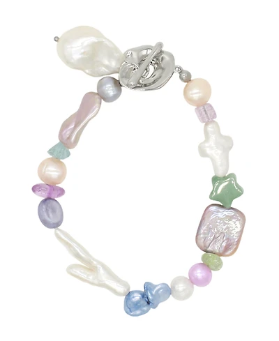 Freshwater Pearls Bracelet With Natural Stones 8.0″