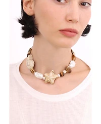 Ceramic Ivory Starfish Necklace 15″