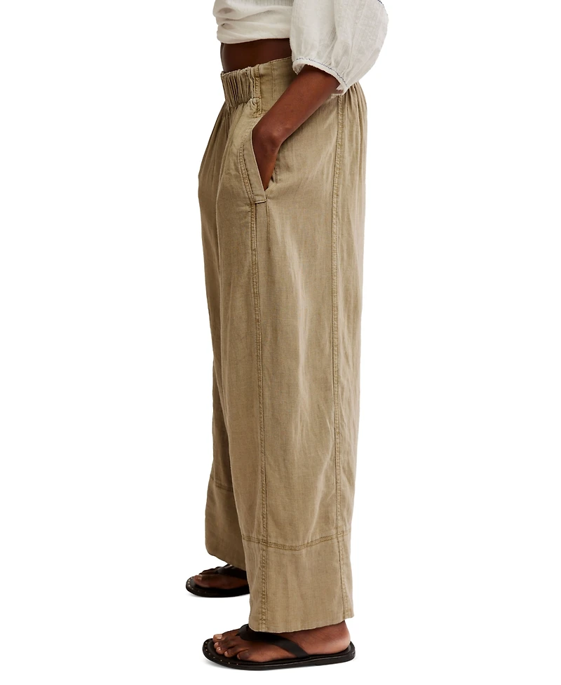 Free People Women's Days End Linen-Blend Pull-On Pants