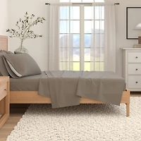 Linery & Co. Turkish Cotton Double-Brushed Solid Color Flannel Bed Sheet Set