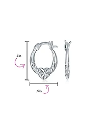Bling Jewelry Delicate Bff Love Heart Hoop Huggie Earrings Sterling Silver 0.5 Inch