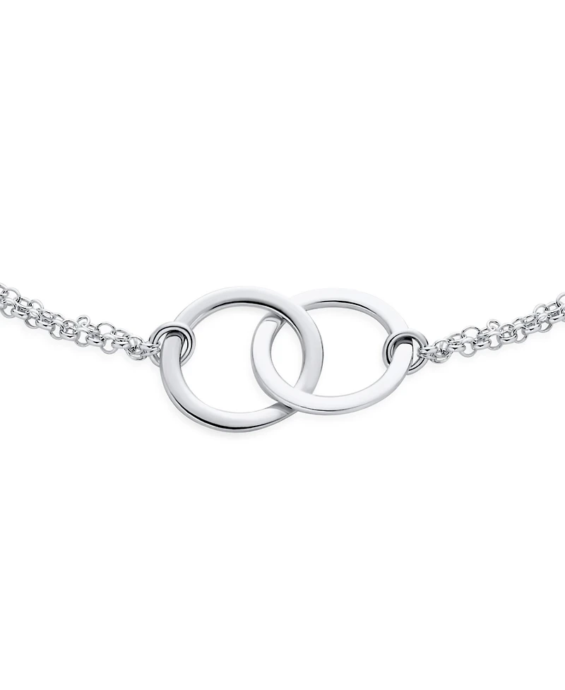 Bling Jewelry Bff Double Chain Love Eternity Ring Anklet Ankle Bracelet Sterling Silver 9-10 Inch