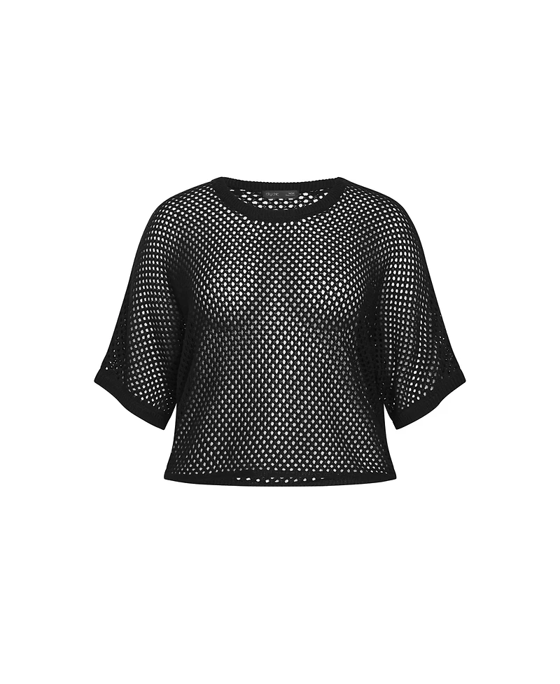 Plus Crochet Knit Top
