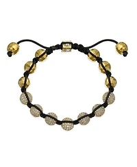 Bling Jewelry Black White Gold Tone Chain Link Bracelet with Crystal Ball Beads Cord