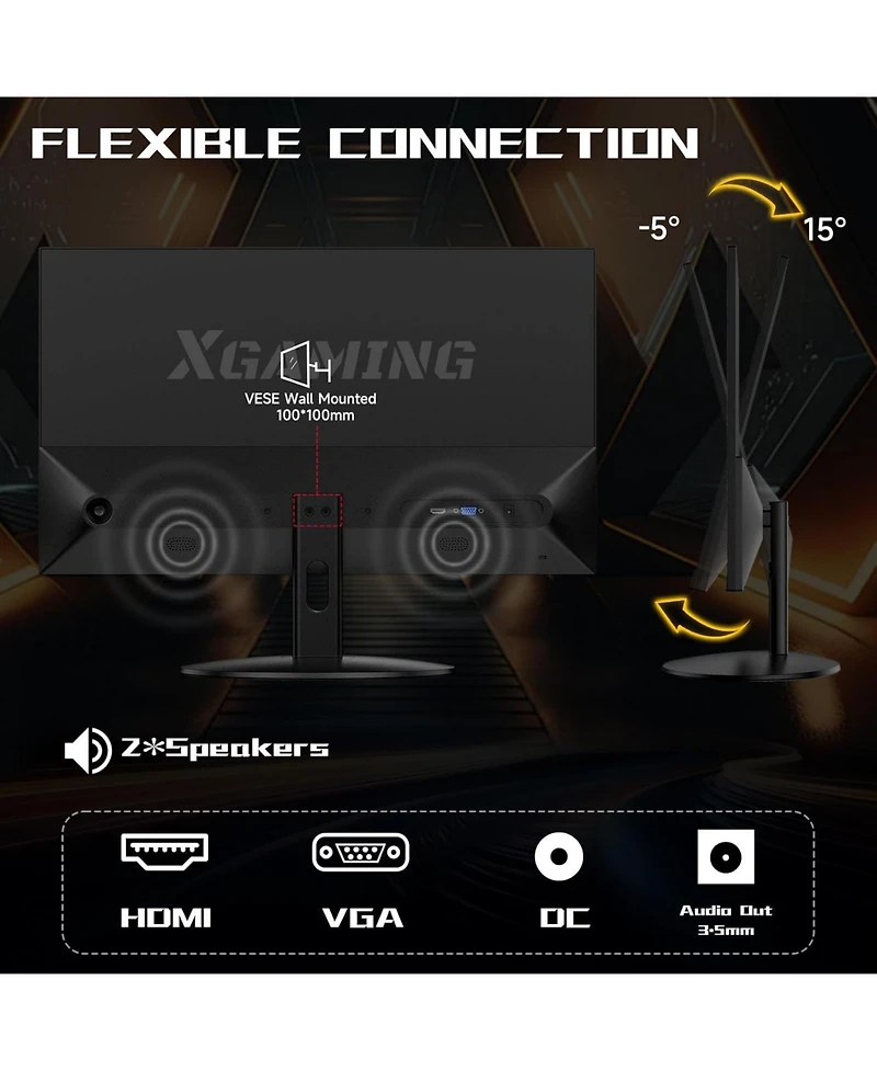 XGaming 25 Inch Monitor, Fhd 1080P 100Hz Ultra Thin Frameless Computer Monitor, 1ms, 99% sRGB, Low Blue Light Eye Care Pc Monitor, Hdmi Vga Gamer Moni