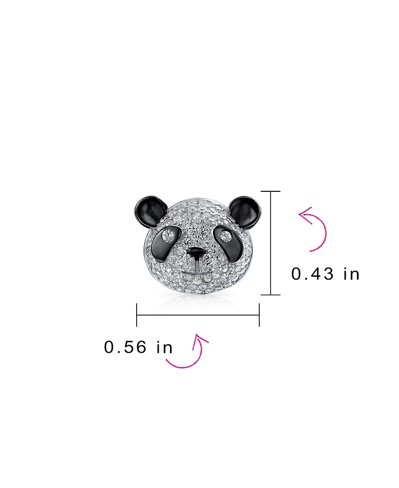 Bling Jewelry Whimsical Cz Stud Earrings: Panda Bear Cubic Zirconia in Sterling Silver