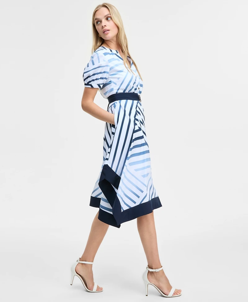 Women's Printed Handkerchief-Hem Shirtdress
