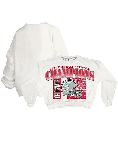 Pressbox Women's White Ohio State Buckeyes College Football Playoff 2024 National Champions Zone Oversized Sweatshirt