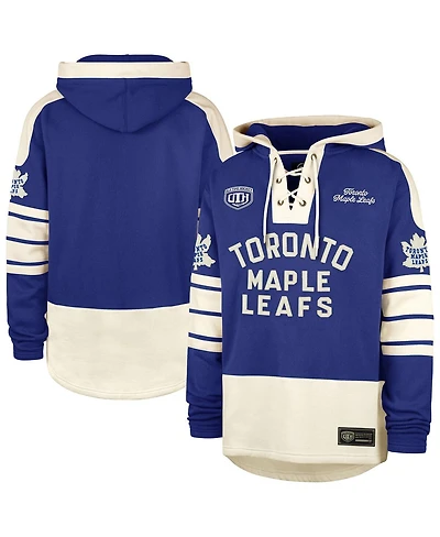'47 Brand Men's Blue Toronto Maple Leafs Blue Line Heritage Lacer Pullover Hoodie