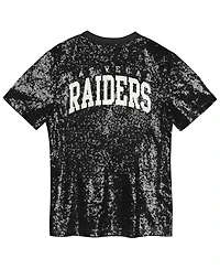 Outerstuff Big Girls Black Las Vegas Raider's Wordmark Sequin V-Neck Top