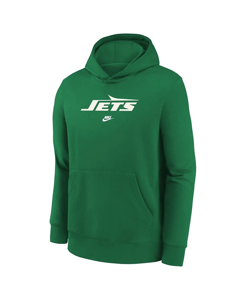 Nike Big Boys and Girls Kelly Green New York Jets Rewind Club Fleece Pullover Hoodie