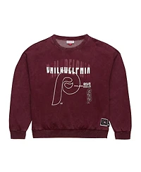 Mitchell & Ness Men's Burgundy Philadelphia Phillies Oversized Graphic Pullover Sweatshirt