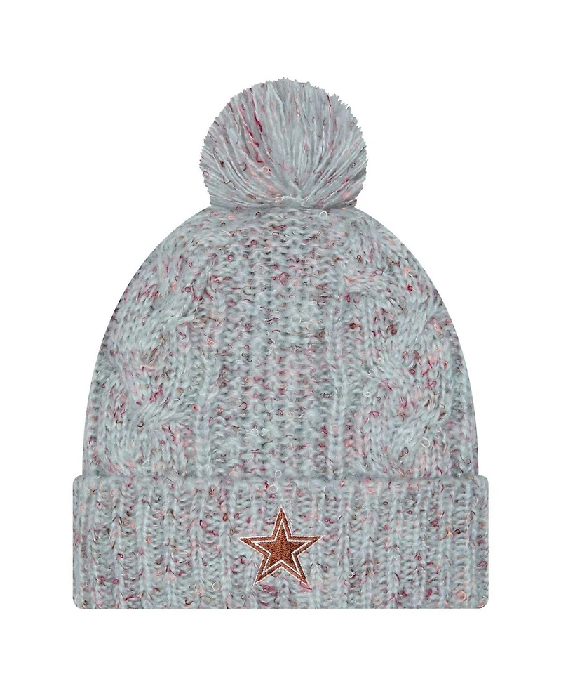 New Era Women's Blue Dallas Cowboys Trendy Tone Cuffed Knit Hat with Pom