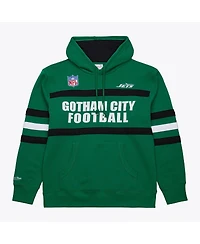 Mitchell & Ness Men's Kelly Green New York Jets Vintage Logo Head Coach Fleece Pullover Hoodie