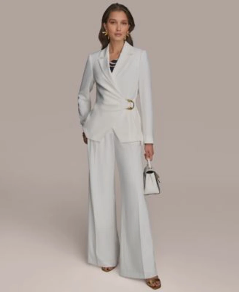Donna Karan New York Womens Side Tie Blazer Wide Leg Pant