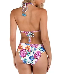 La Blanca Womens Paradiso Deep V Halter Bikini Top Hipster Bottoms