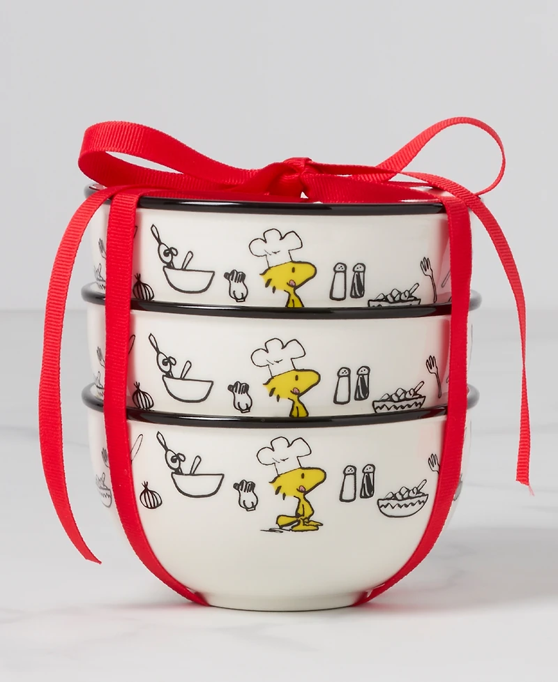 Lenox Chef Snoopy Porcelain Mini Bowls, Set of 3