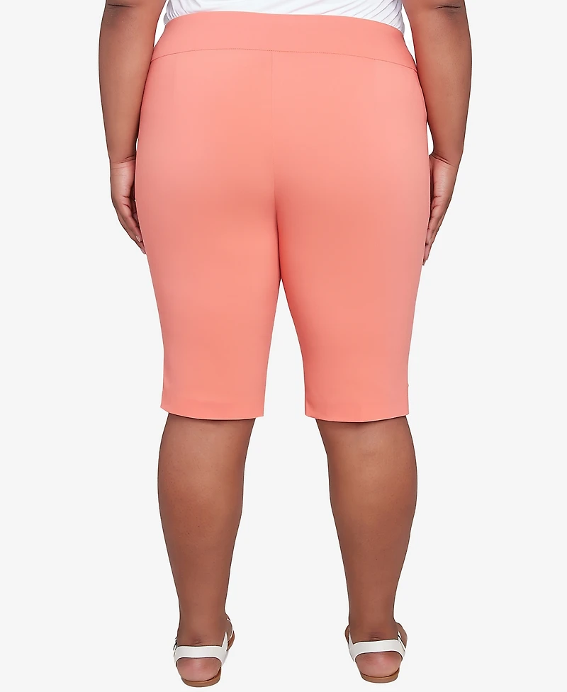 Hearts Of Palm Plus Spring Forward Solid Tech Stretch Pull On Skimmer Pants
