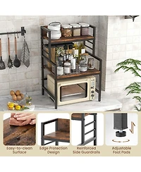 3-Tier Microwave Stand with Storage Shelves Heavy-Duty Metal Frame Rack Organizer