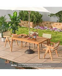 Person Outdoor Acacia Wood Dining Table with 1.96" Umbrella Hole Rectangular