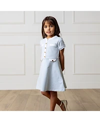 Hope & Henry Toddler Girls Short Sleeve French Terry Contrast Trim Dress