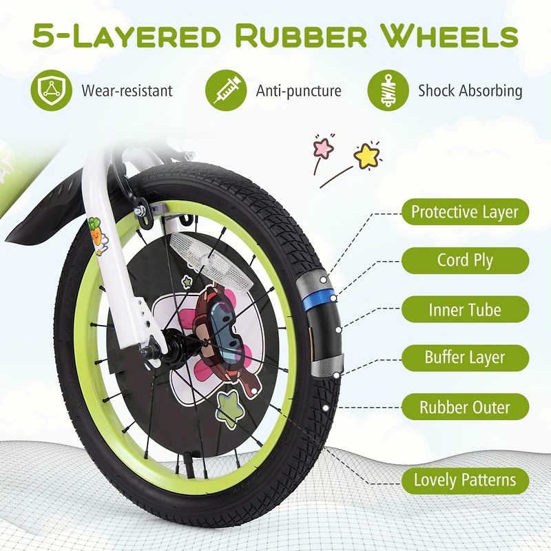 Kids Adjustable Bike with Detachable Training Wheels Safe Fun Bicycle for Ages 4-8 Years Old