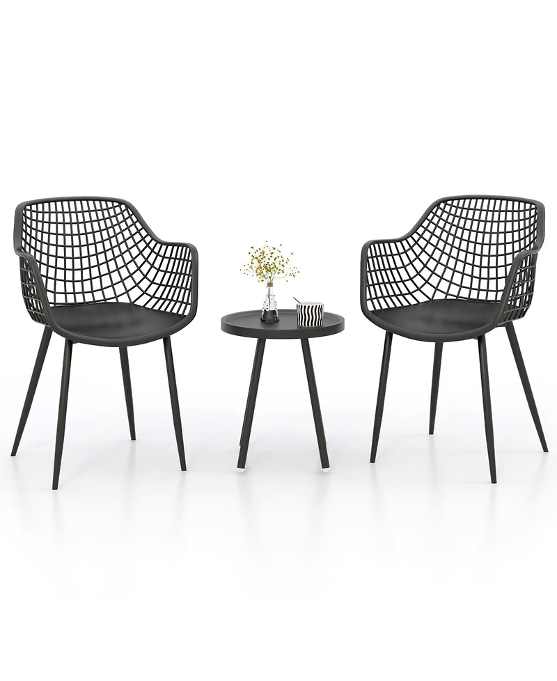 3-Piece Patio Chair Set with Pp Seat and Tabletop Stylish and Durable Outdoor Furniture for Porch or Balcony