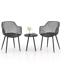 3-Piece Patio Chair Set with Pp Seat and Tabletop Stylish and Durable Outdoor Furniture for Porch or Balcony