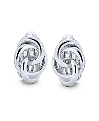 Bling Jewelry Interlocking Rope Love Knot Clip On Earrings For Non Pierced Ears Polished Gold Silver Plated Brass