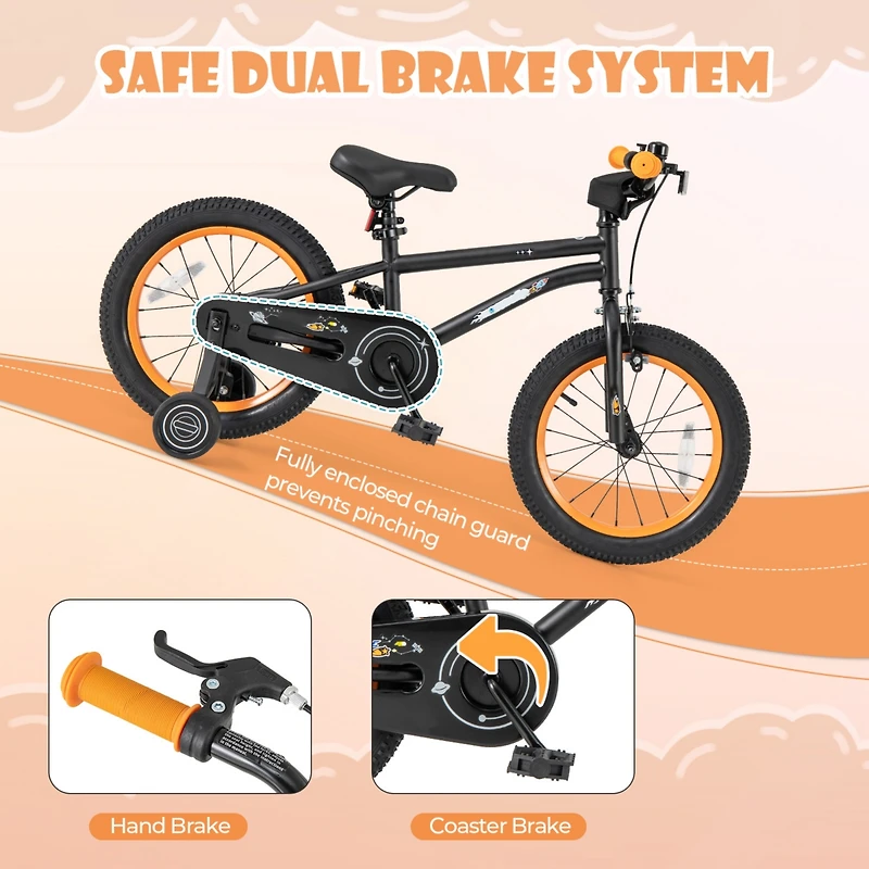 Kids Bike Sport Bicycle for 4-7 Years Old with Adjustable Seat, Reflectors, and Training Wheels a Safe Fun Ride