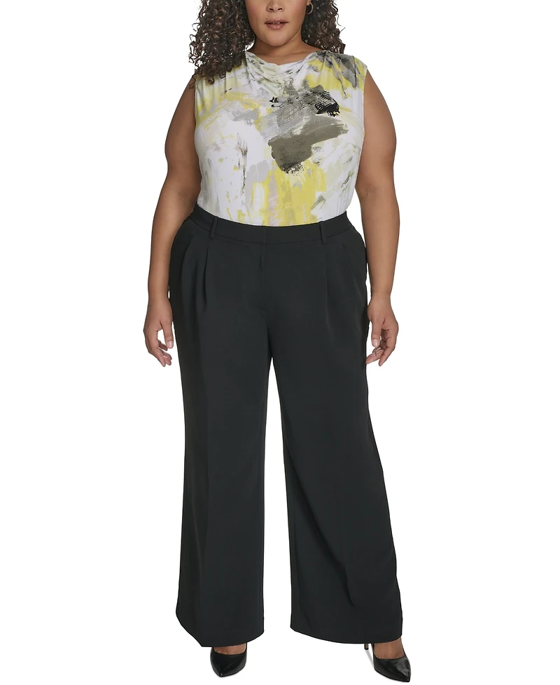 Dkny Plus High-Rise Wide-Leg Crepe Pants