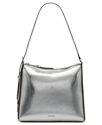 Calvin Klein Mandy Metallic Top Zipper Shoulder Bag