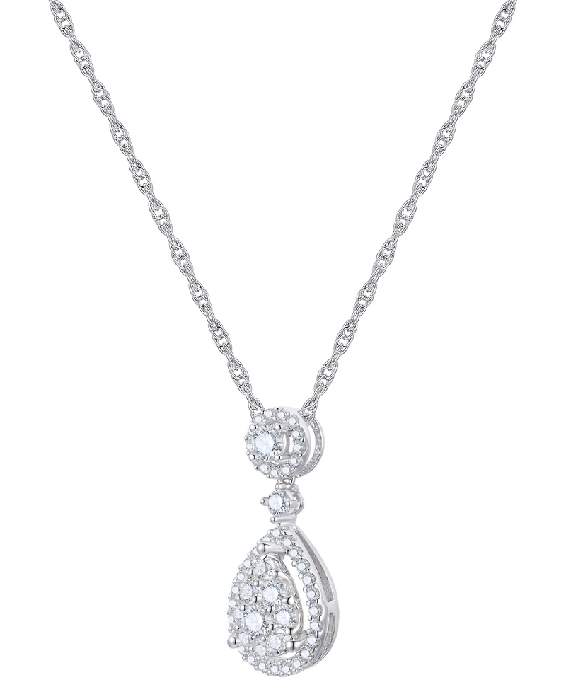 Diamond Drop Pendant Necklace (1/2 ct. t.w.) in 14k White Gold