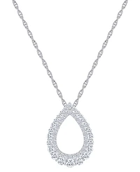 Diamond Open Teardrop Pendant Necklace (3/4 ct. t.w.) in 14k White Gold