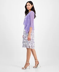 Connected Women's 2-Pc. Open-Front Jacket & Floral Dress Set