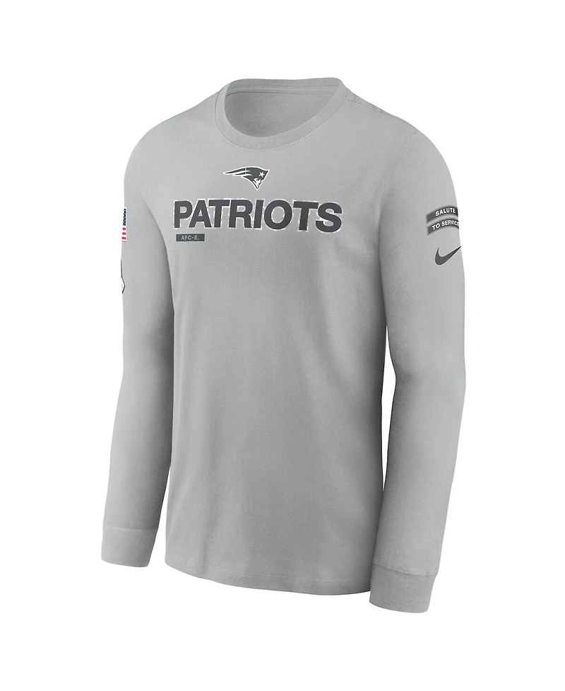 Nike Men's Gray New England Patriots 2024 Salute To Service Long Sleeve T-Shirt