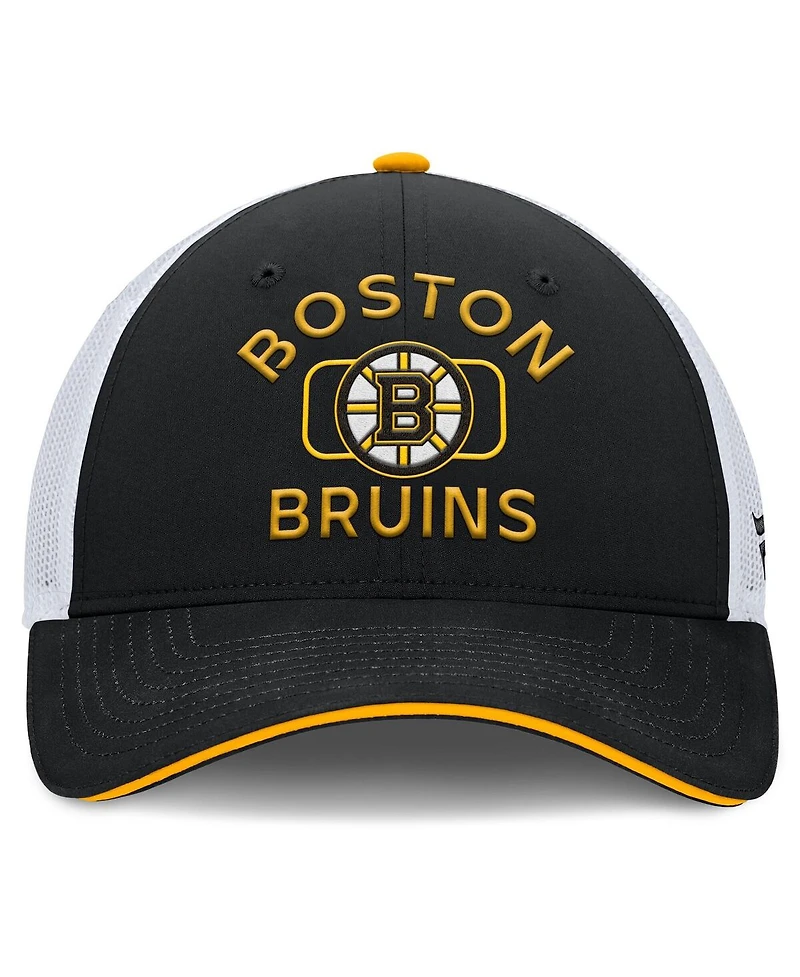 Fanatics Men's Black/White Boston Bruins Authentic Pro Rink Trucker Hat
