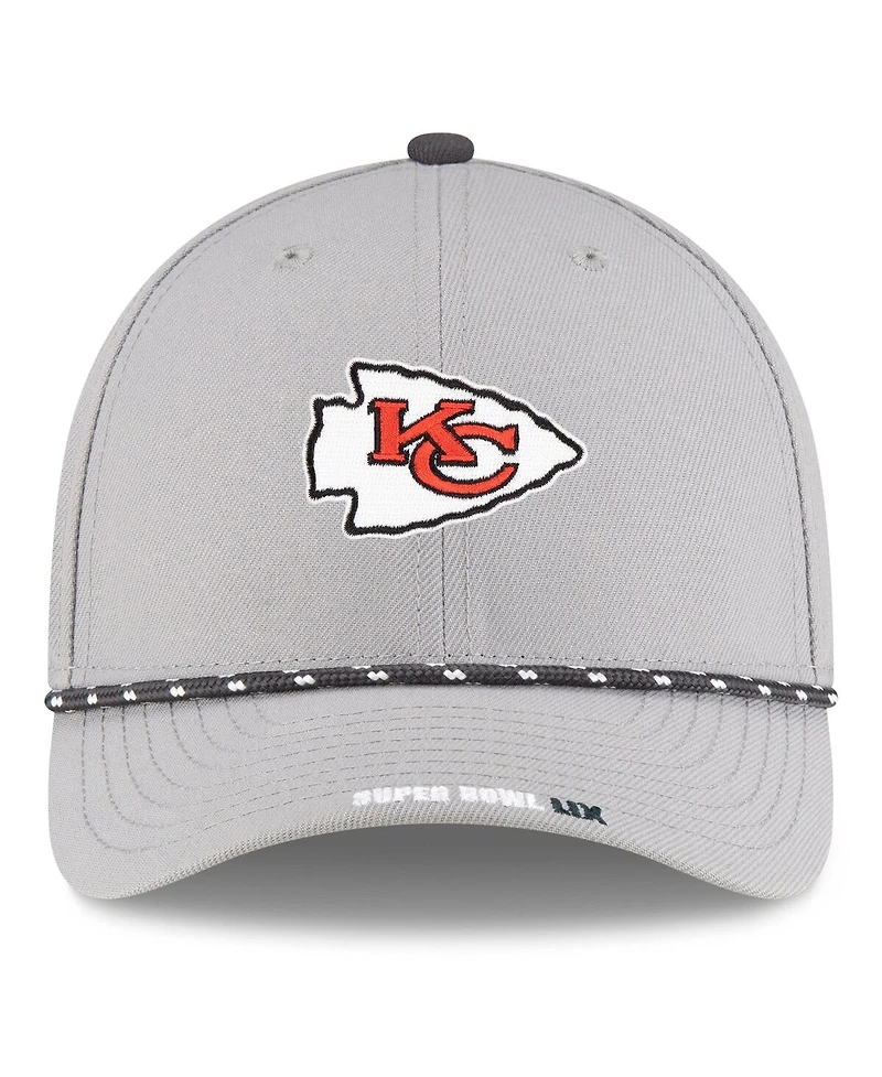 New Era Men's Gray Kansas City Chiefs Super Bowl Lix Opening Night 9FORTY Adjustable Hat
