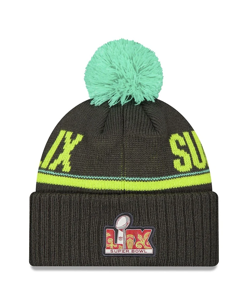New Era Men's Black Kansas City Chiefs Super Bowl Lix Cuffed with Pom Knit Hat